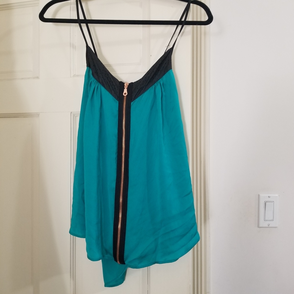 Buffalo David Bitton Teal and Black Camisole with Zipper women size M (86)